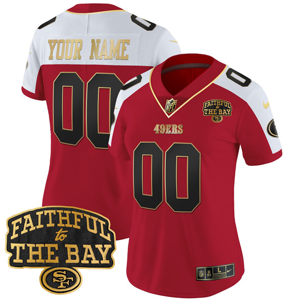 Women's San Francisco 49ers ACTIVE PLAYER Custom Red Alternate 2025 F.U.S.E. Faithful To The Bay Patch Vapor Limited V8 Stitched Football Jersey(Run Small)